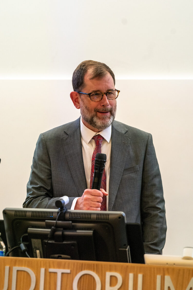 Provost and Executive Vice President Chris Riley-Tillman makes remarks at a podium.