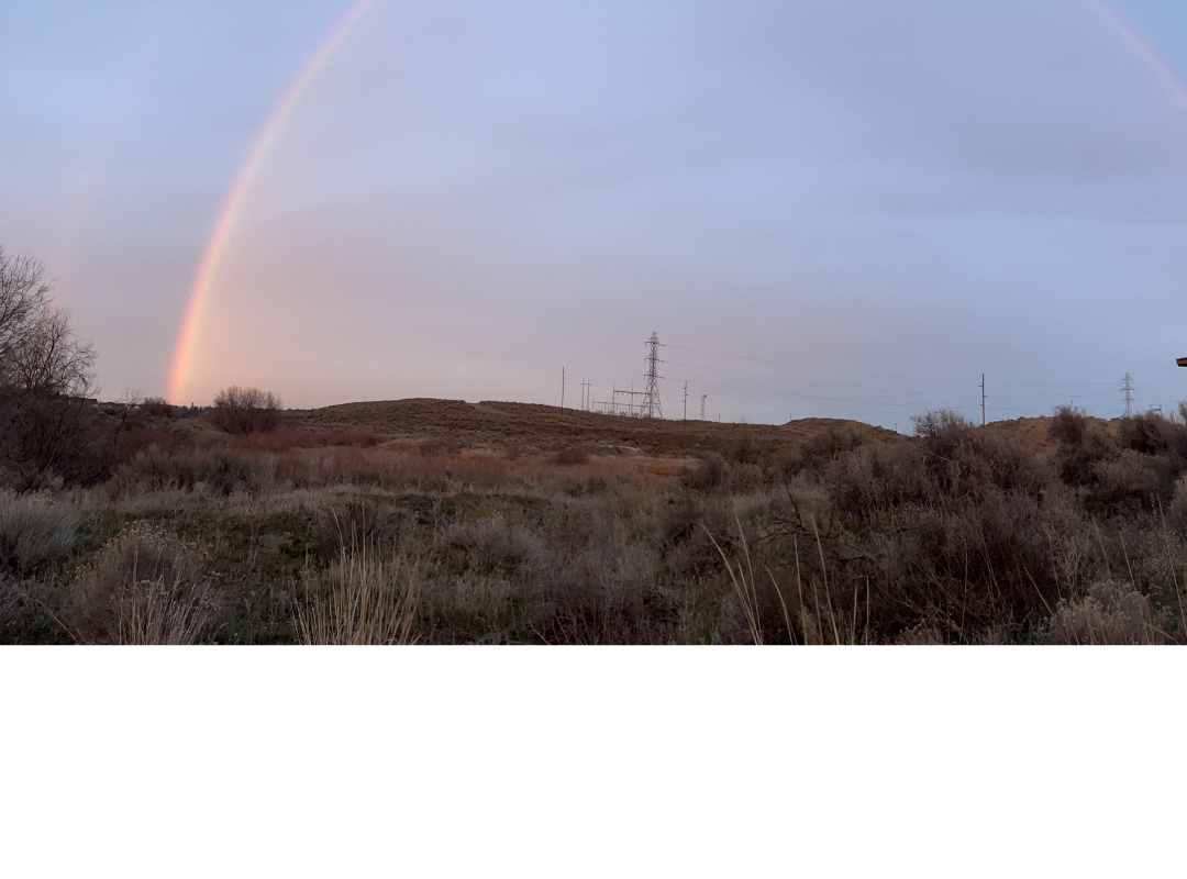 Transmission lines and rainbow. Amon Creek Park.