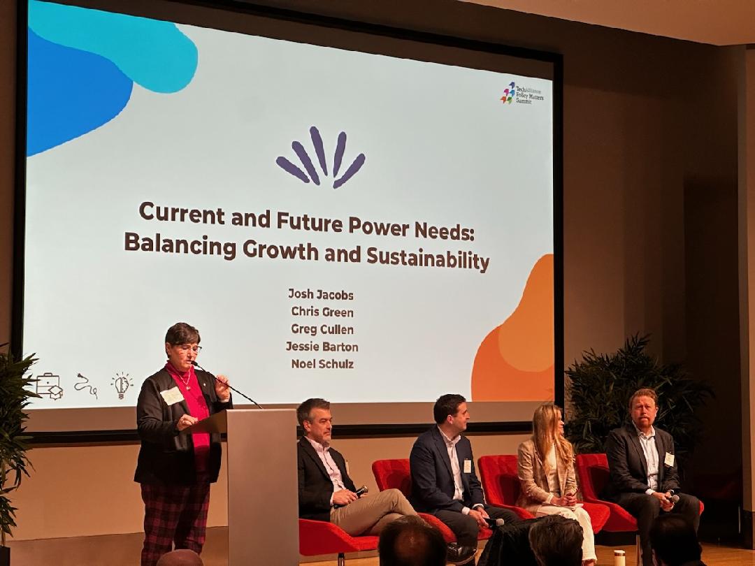 Noel Schulz, INEF Inaugural Director and Bob Ferguson Endowed Professor mediating the panel at the Tech Alliance conference.