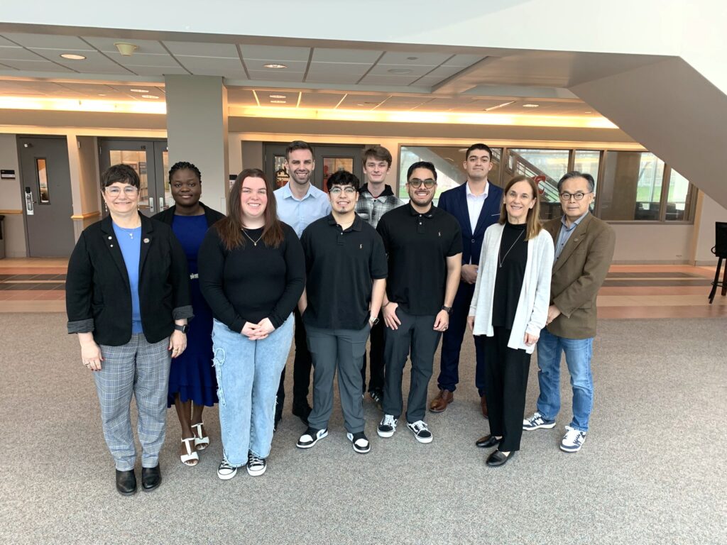 Group photo of WSU Tri-Cities student scholarship recipients with faculty and administrators.