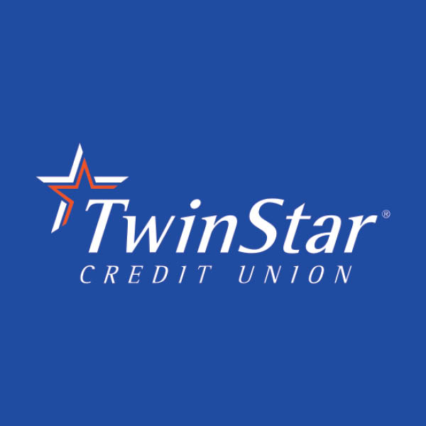The TwinStar Credit Union corporate logo featuring a white star icon on a blue background