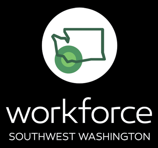 The official corporate logo badge for Workforce Southwest Washington featuring a green state outline