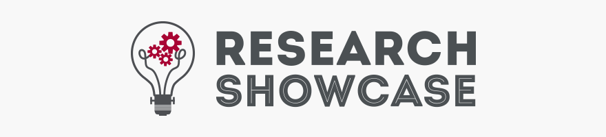 The official logo text graphic for the WSU Vancouver Research Showcase with a lightbulb icon badge