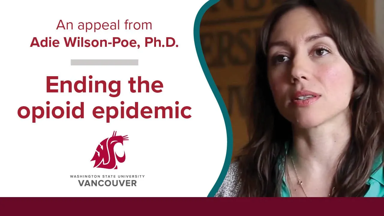 A presentation slide graphic featuring a portrait and text segment about a health or science research topic