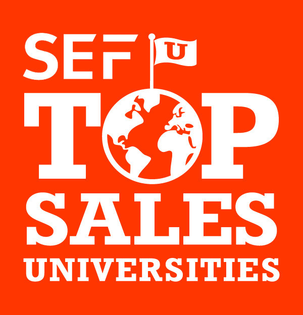 An orange promotional graphic badge celebrating WSU Vancouver as an SEI Top Sales University