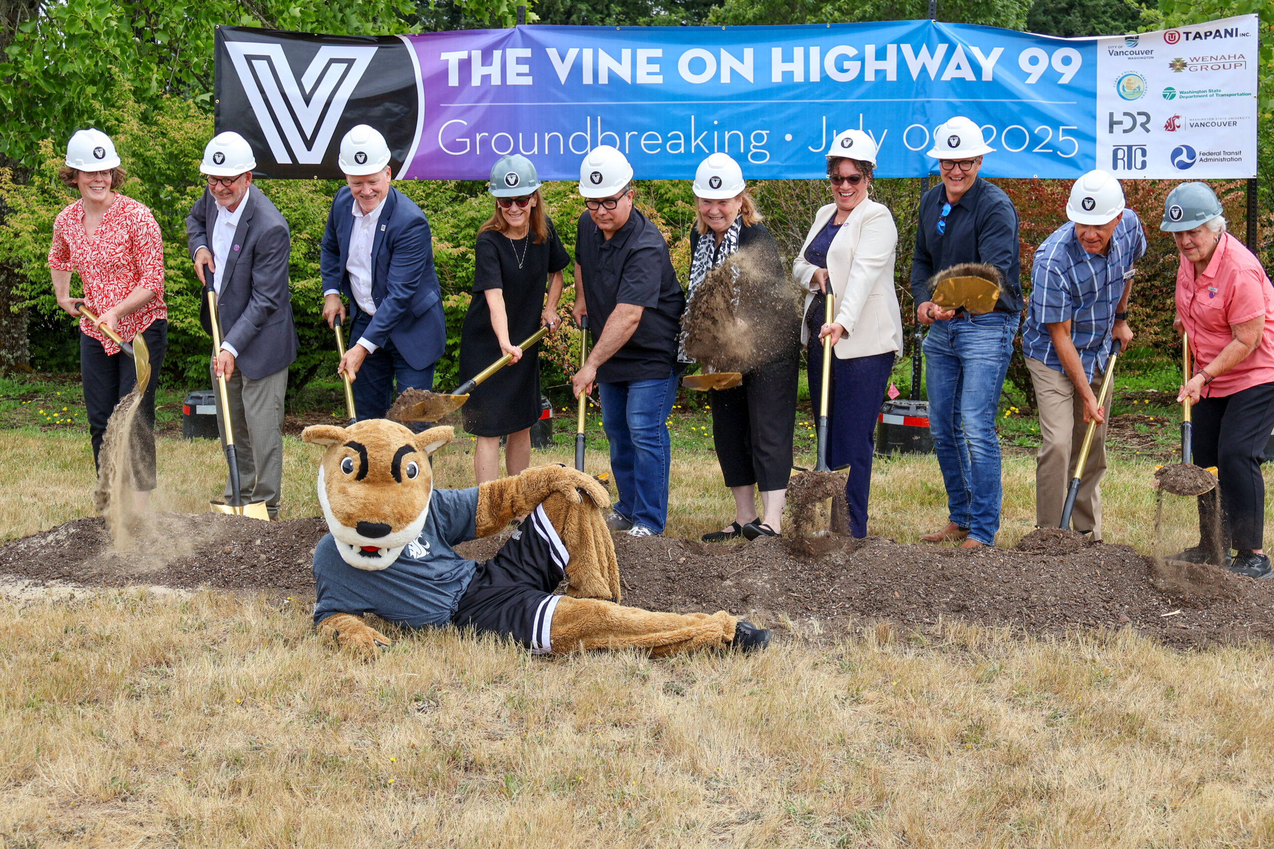 The Events Office at WSU Vancouver A group of faculty or community members gathering with a shovel for a ground-breaking event on campus