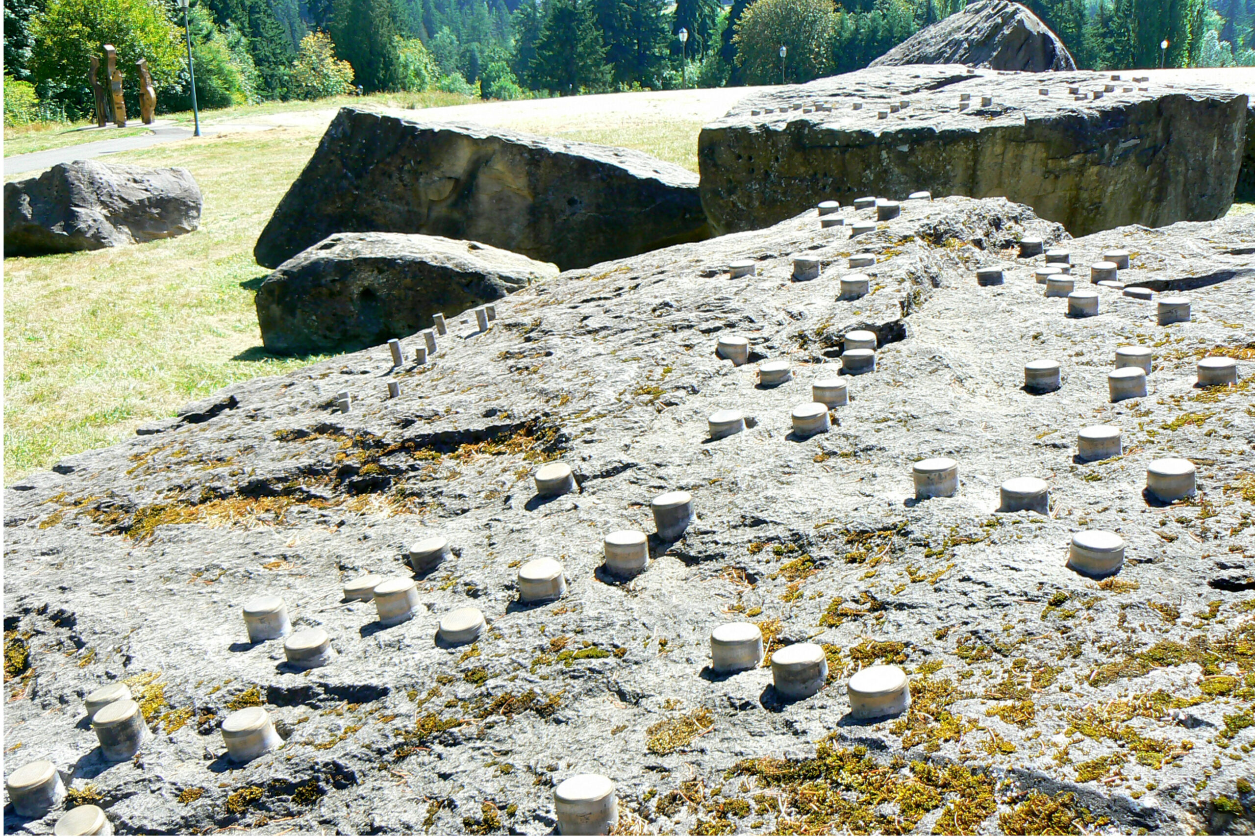 WSU-Vancouver-Opening-the-Secret-Art-on-Campus | A scenic view of natural stone steps and rock formations on the campus grounds