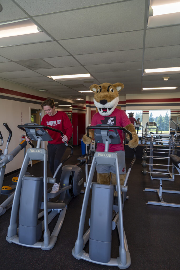 Elliptical: Staying cardio-ready. Whether on the sidelines or in the gym, Butch never stops moving.