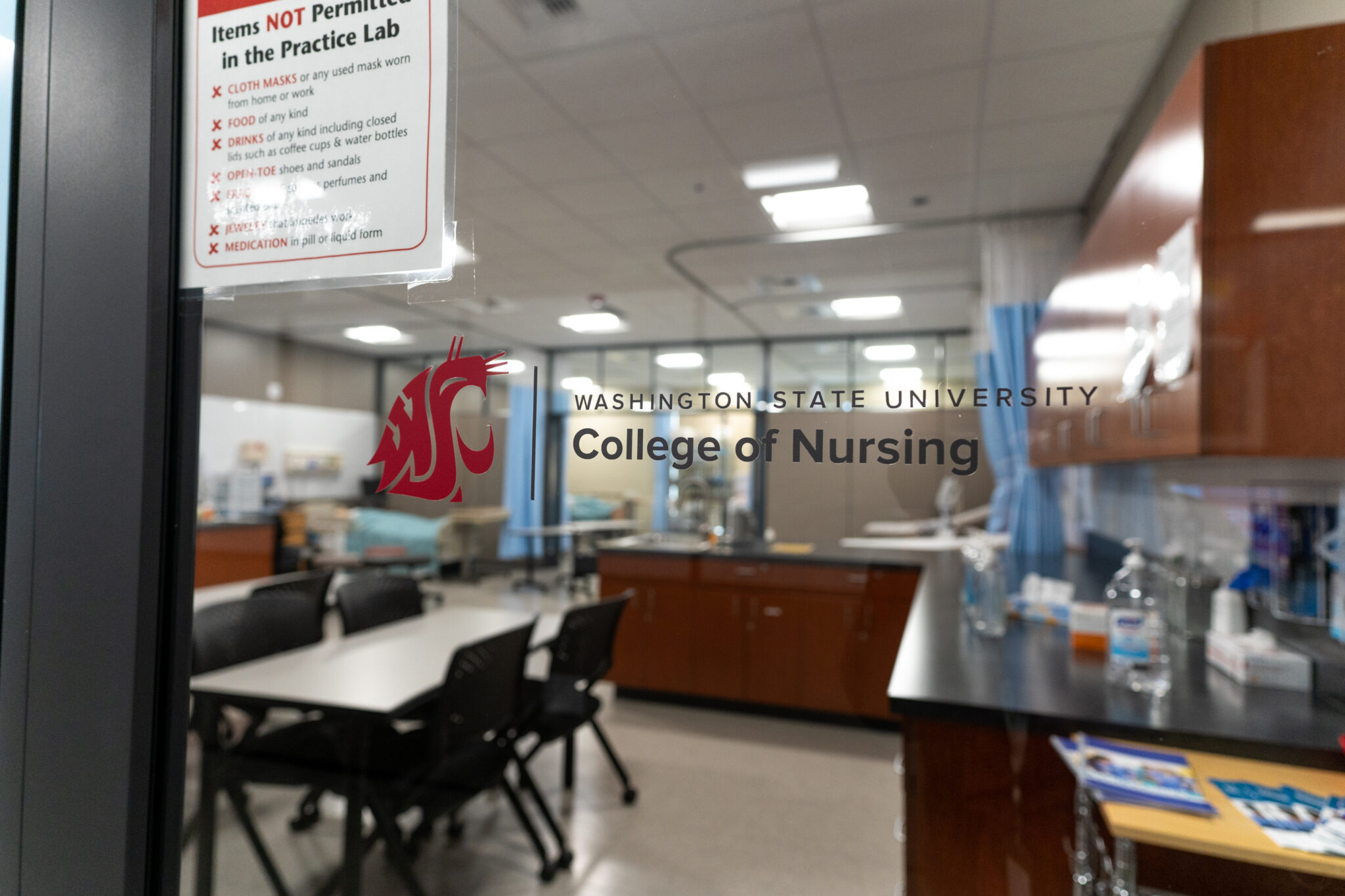 A modern collaborative nursing classroom or practical simulation lab setup at WSU Vancouver