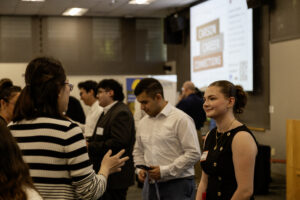 Students and recruiters speaking at a Carson Career Connections event