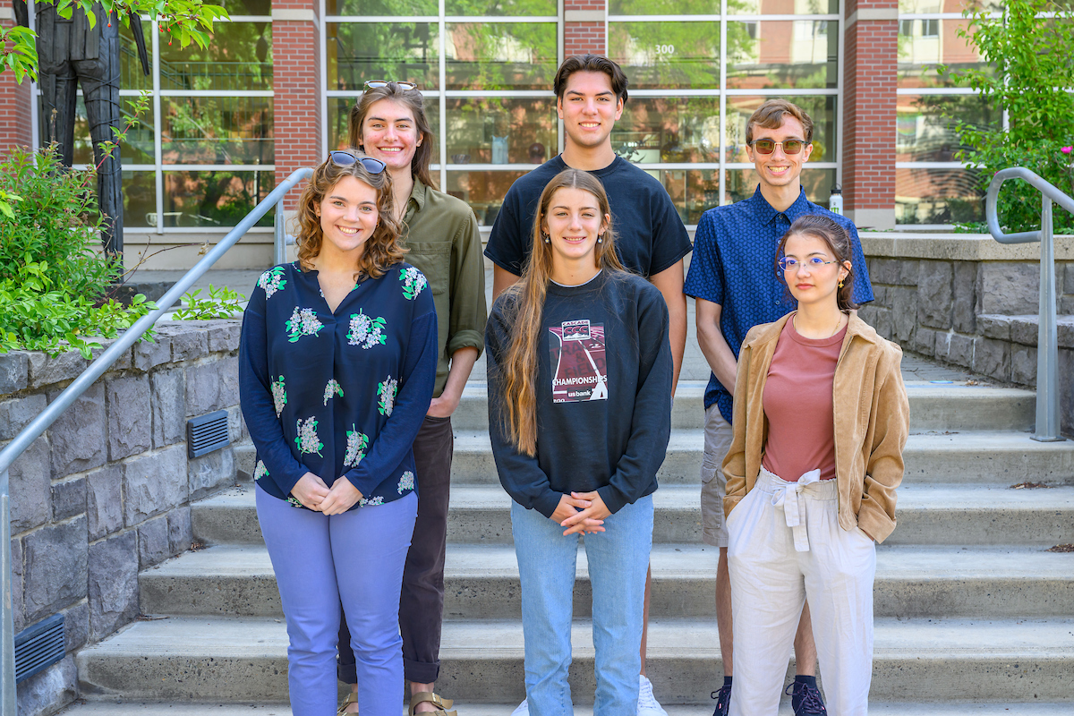 Summer 2023 participants. First row, left to right: Avery Gray, Grace Tiegs, Molly Jobson. Back row, left to right: Galileo Defendi-Cho, Tyler Medina, Tanner Miller.