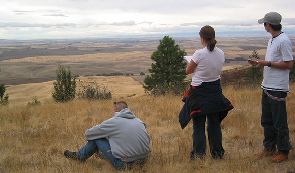 Students sketch at Kamiak Butte.