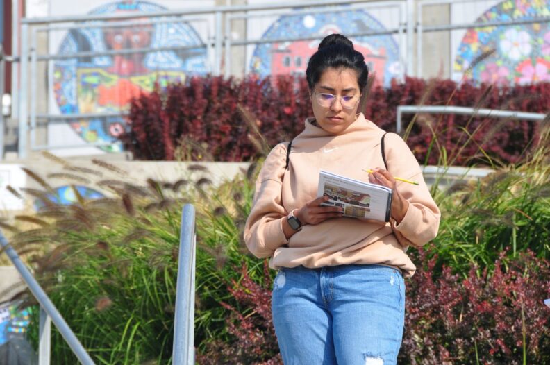 LA student sketching outdoors.