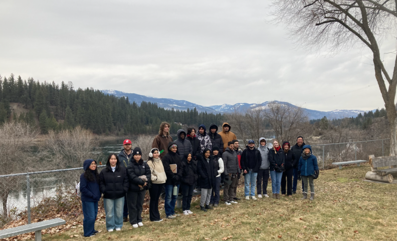 Students lined up together for a photograph.