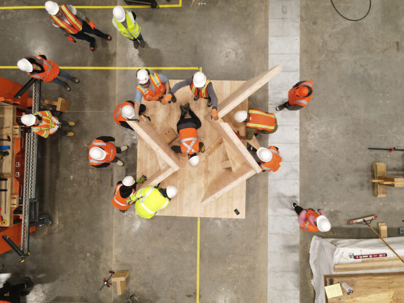Top view of the Tilt Pavilion under construction in 2024.