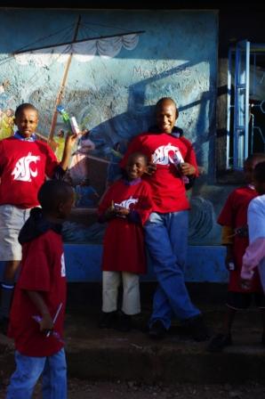 Boys posing for the camera.