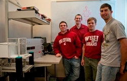 Jake Leachman (center back) with engineering students
