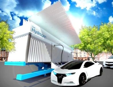 Final render by WSU students for a hydrogen fueling station that took first place in an international hydrogen design competition.