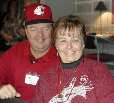Gene and Linda Voiland outfitted in WSU apparel
