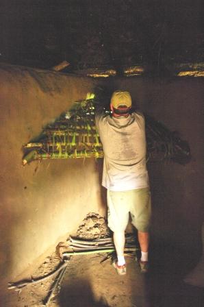 Man building a chimney.