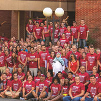 Large group of students, staff and faculty.