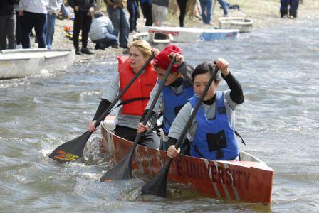 WSU's concrete canoe team on their canoe