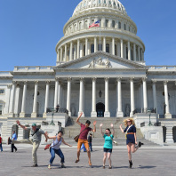 REU students pose in front of the United States Capitol building in Washington, D.C.