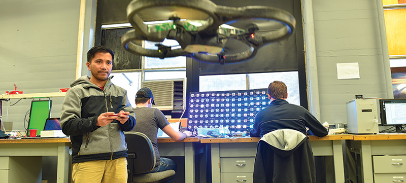 Students hard at work in the intelligent robot learning lab