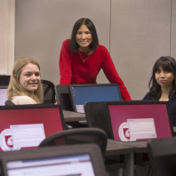 WSU Students Rae Marks and Joanne Magtiby with Professor Shira Broschat.