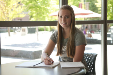 Paige Danielson studying.