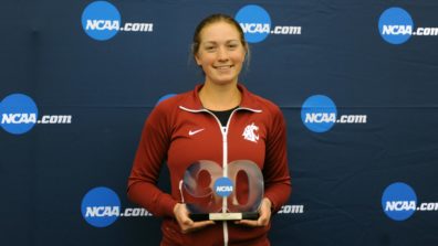 Danielson posing with her NCAA award.