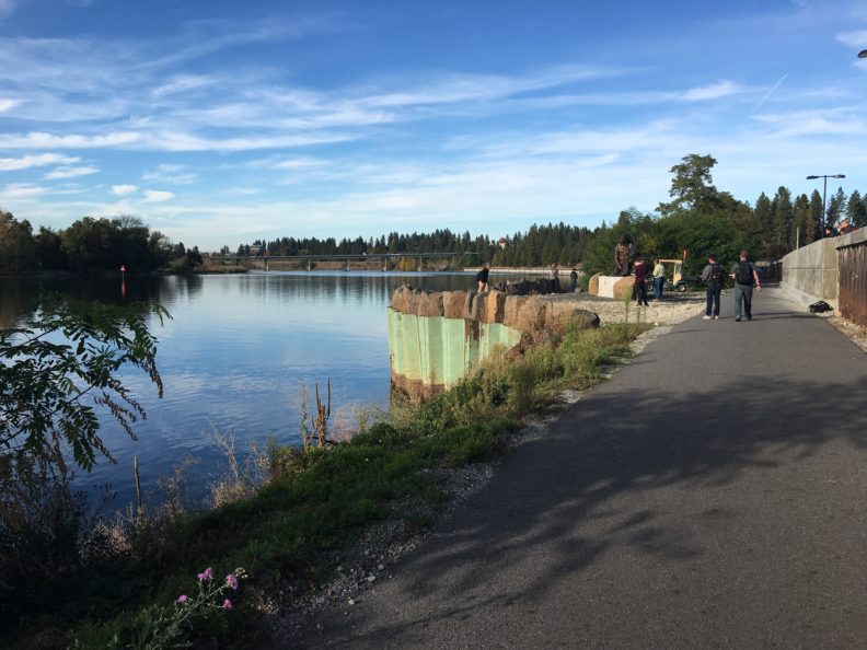 WSU students at the historic site where the Coeur d’Alene Indian Tribe once gathered.