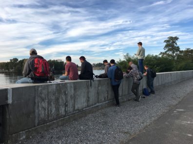 WSU students at the historic site where the Coeur d’Alene Indian Tribe once gathered.