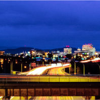 Spokane at night.