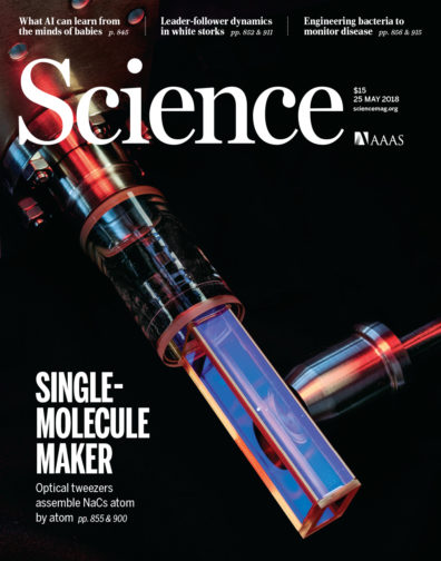 Cover of Science Magazine with headline that reads Single-Molecule Maker.
