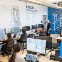 Students work in the Trimble Technology Lab.