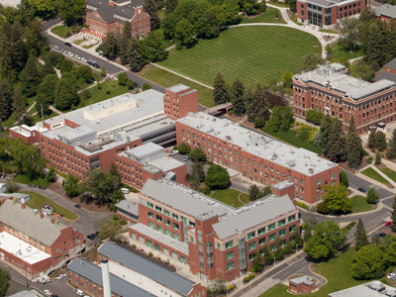 Aerial view of the engineering and architecture district on the WSU Pullman campus.