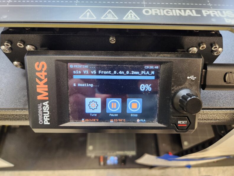 Picture of Prusa printer in progress print interface