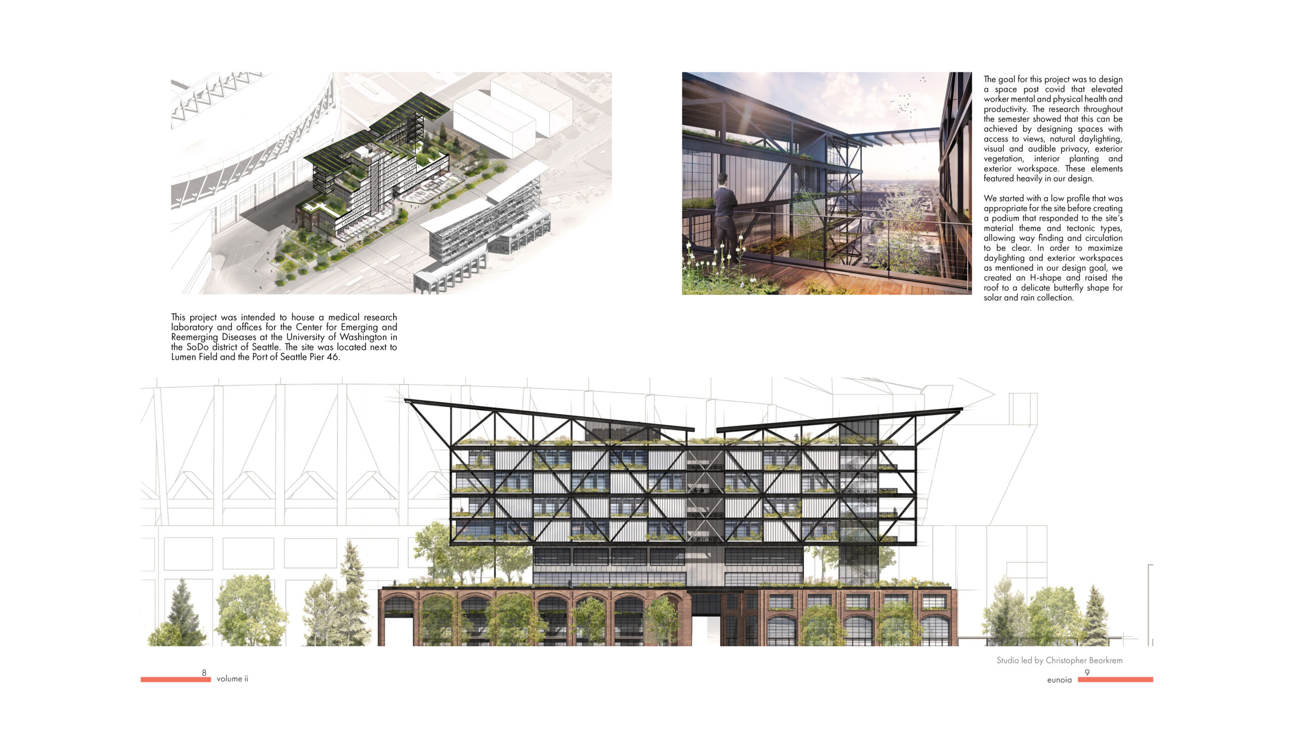 Sample images of page layout for the magazine, showing the relationship between the text and images.