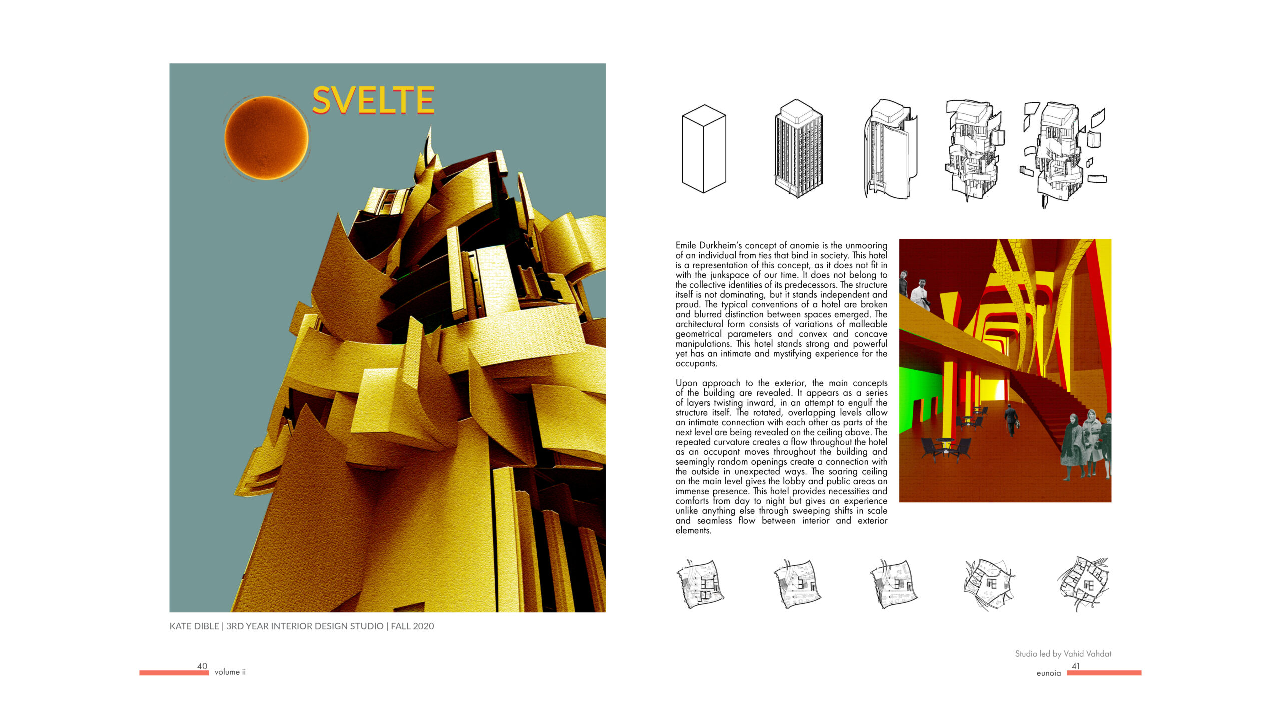 Sample images of page layout for the magazine, showing the relationship between the text and images.
