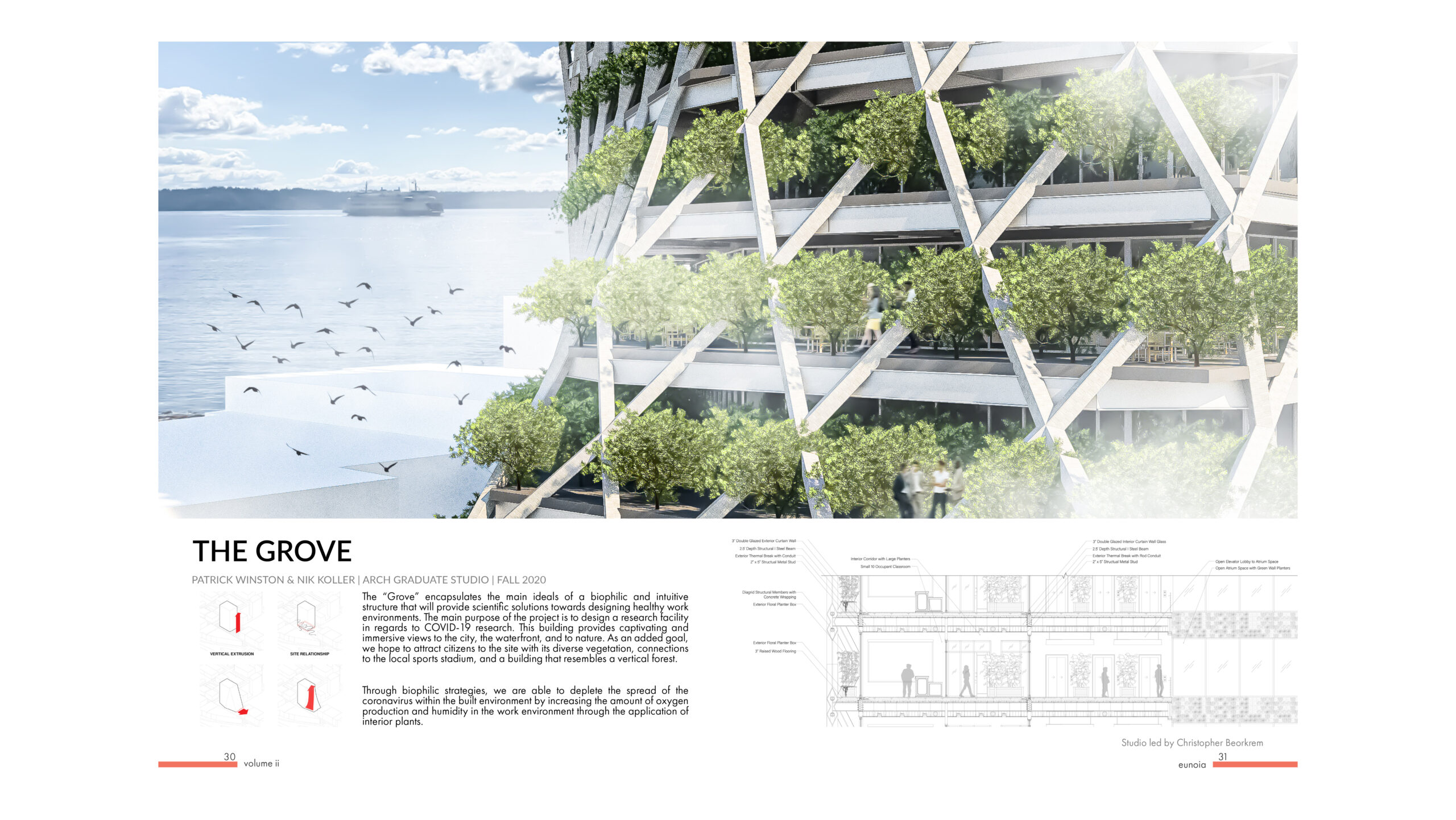 Sample images of page layout for the magazine, showing the relationship between the text and images.