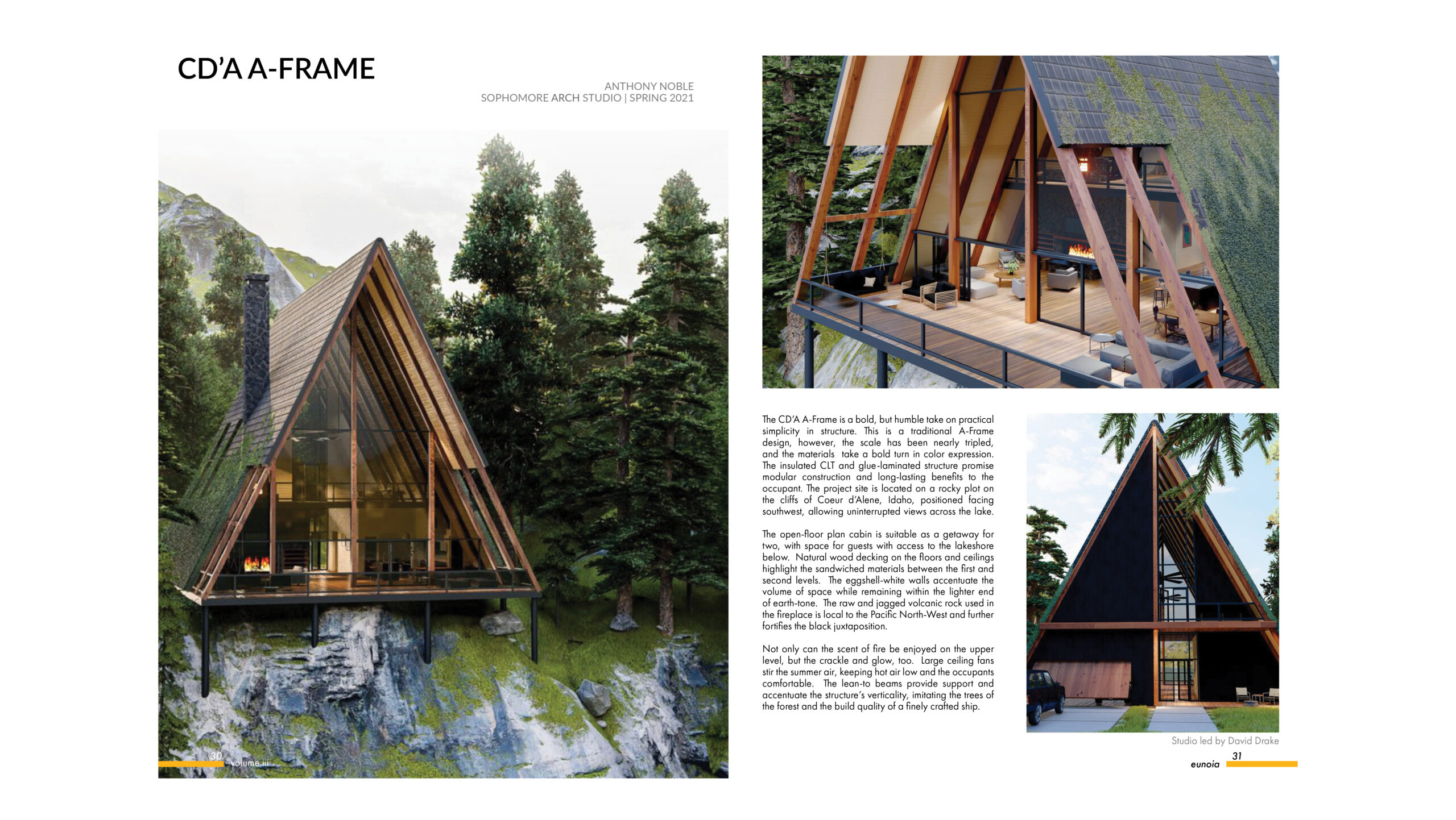 Sample images of page layout for the magazine, showing the relationship between the text and images.