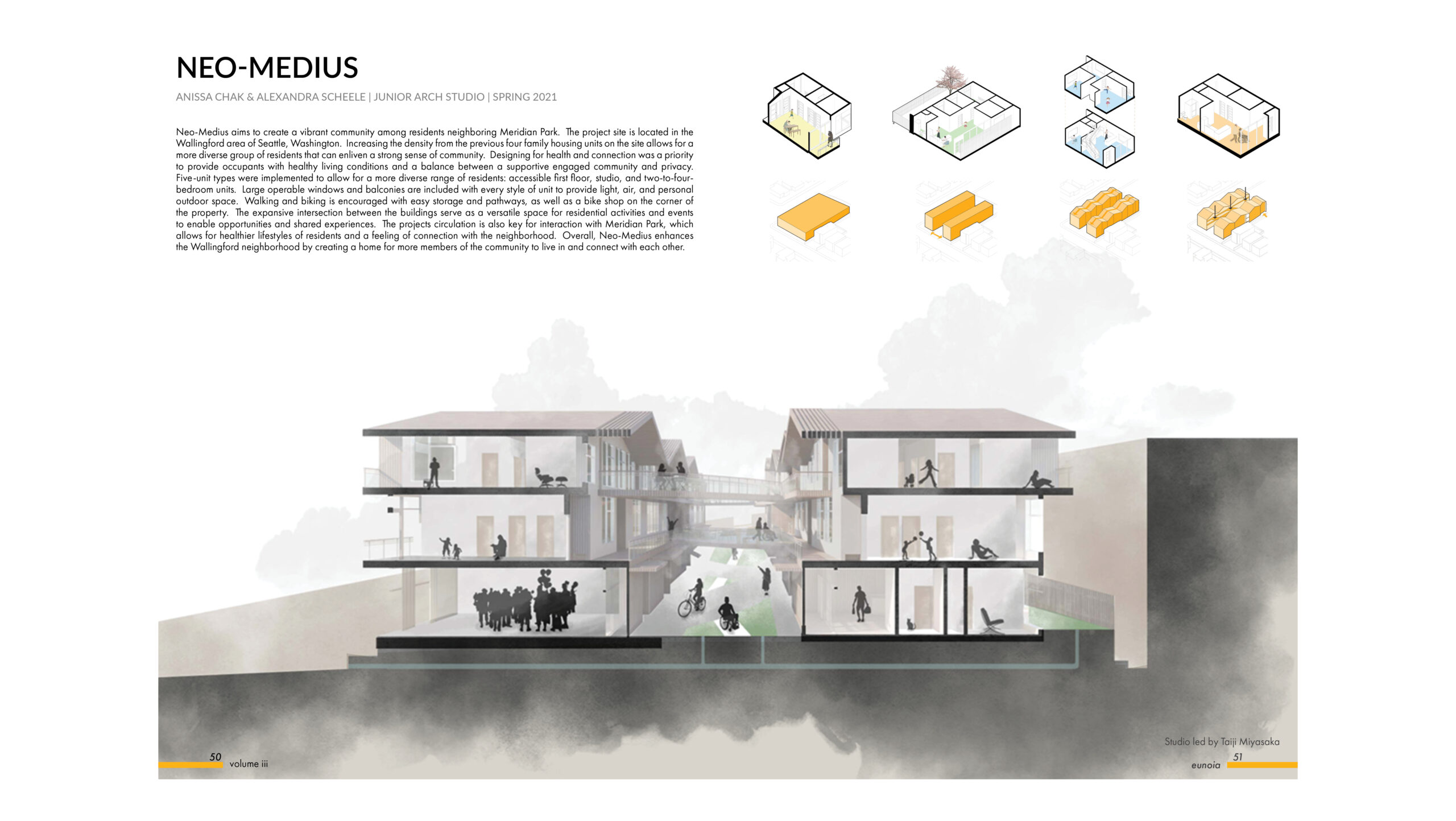 Sample images of page layout for the magazine, showing the relationship between the text and images.