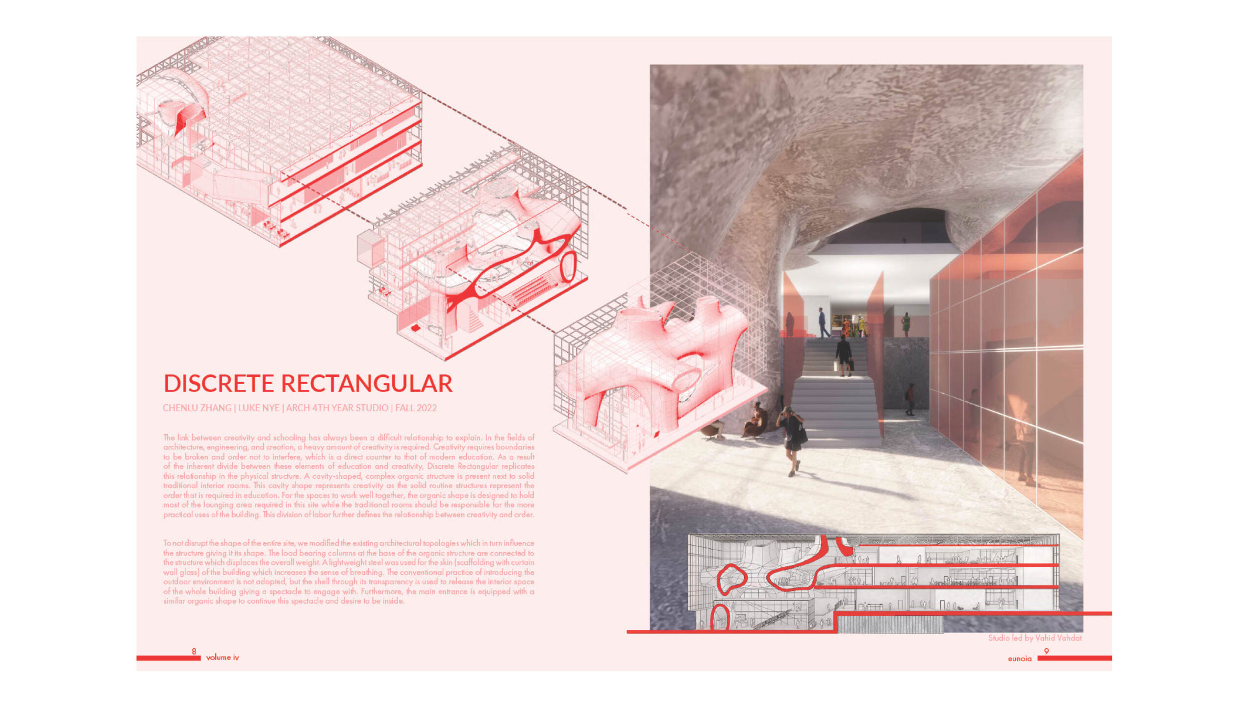 Sample images of page layout for the magazine, showing the relationship between the text and images.