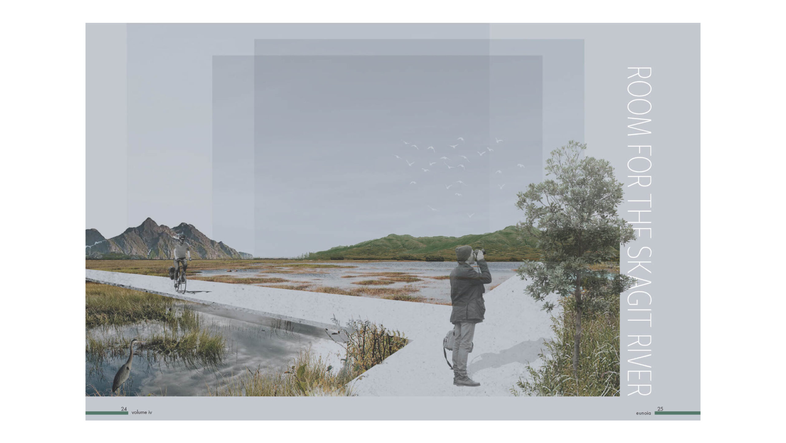 Sample images of page layout for the magazine, showing the relationship between the text and images.