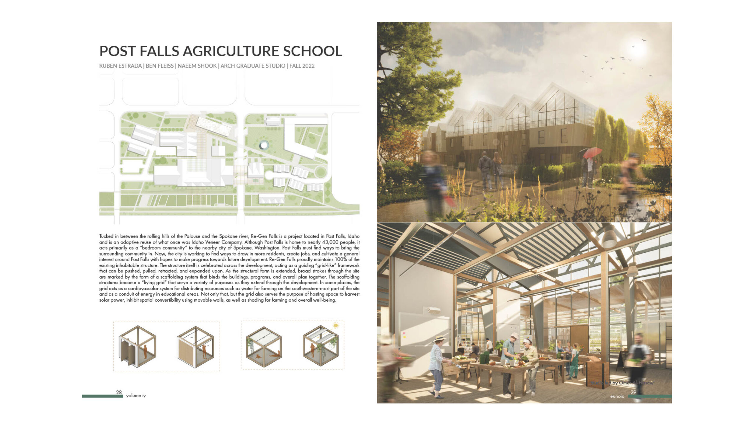 Sample images of page layout for the magazine, showing the relationship between the text and images.