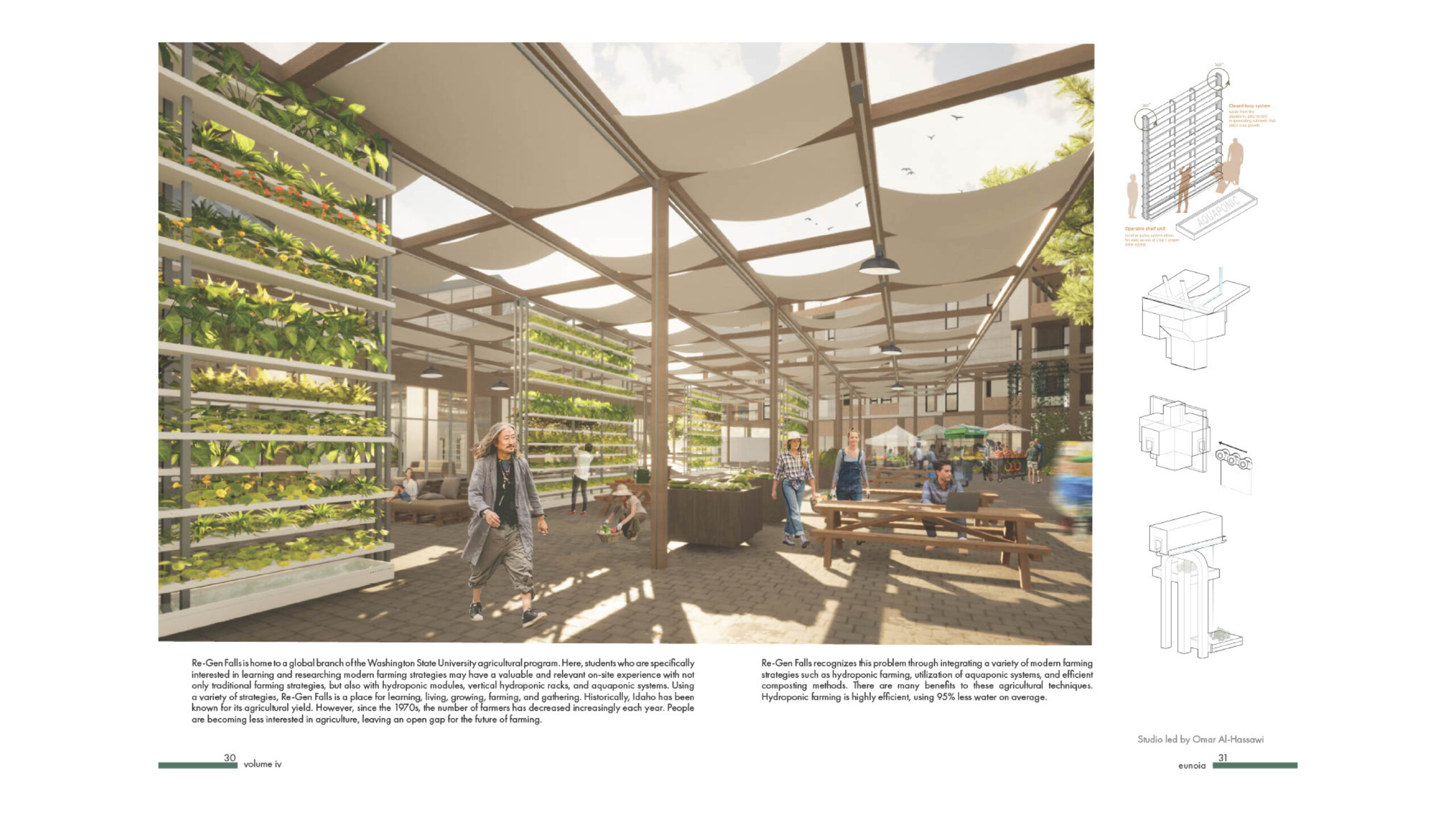 Sample images of page layout for the magazine, showing the relationship between the text and images.