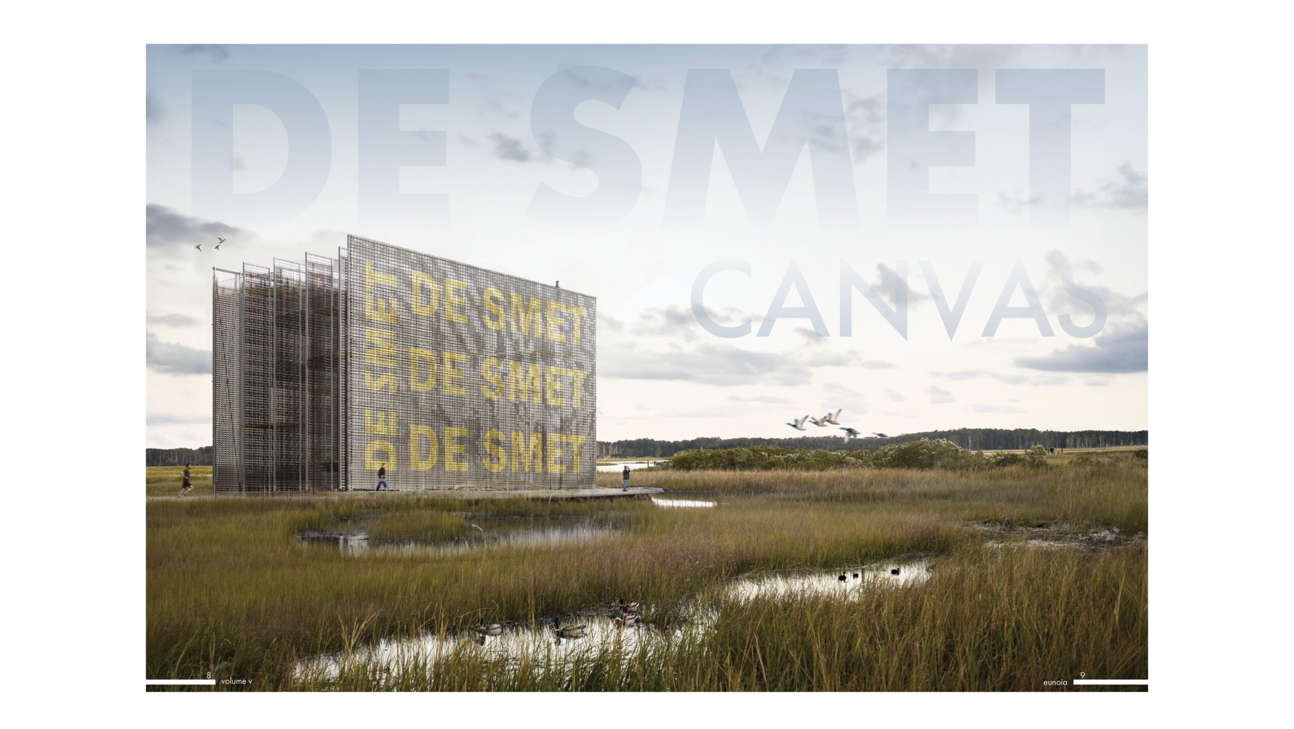 Sample images of page layout for the magazine, showing the relationship between the text and images.