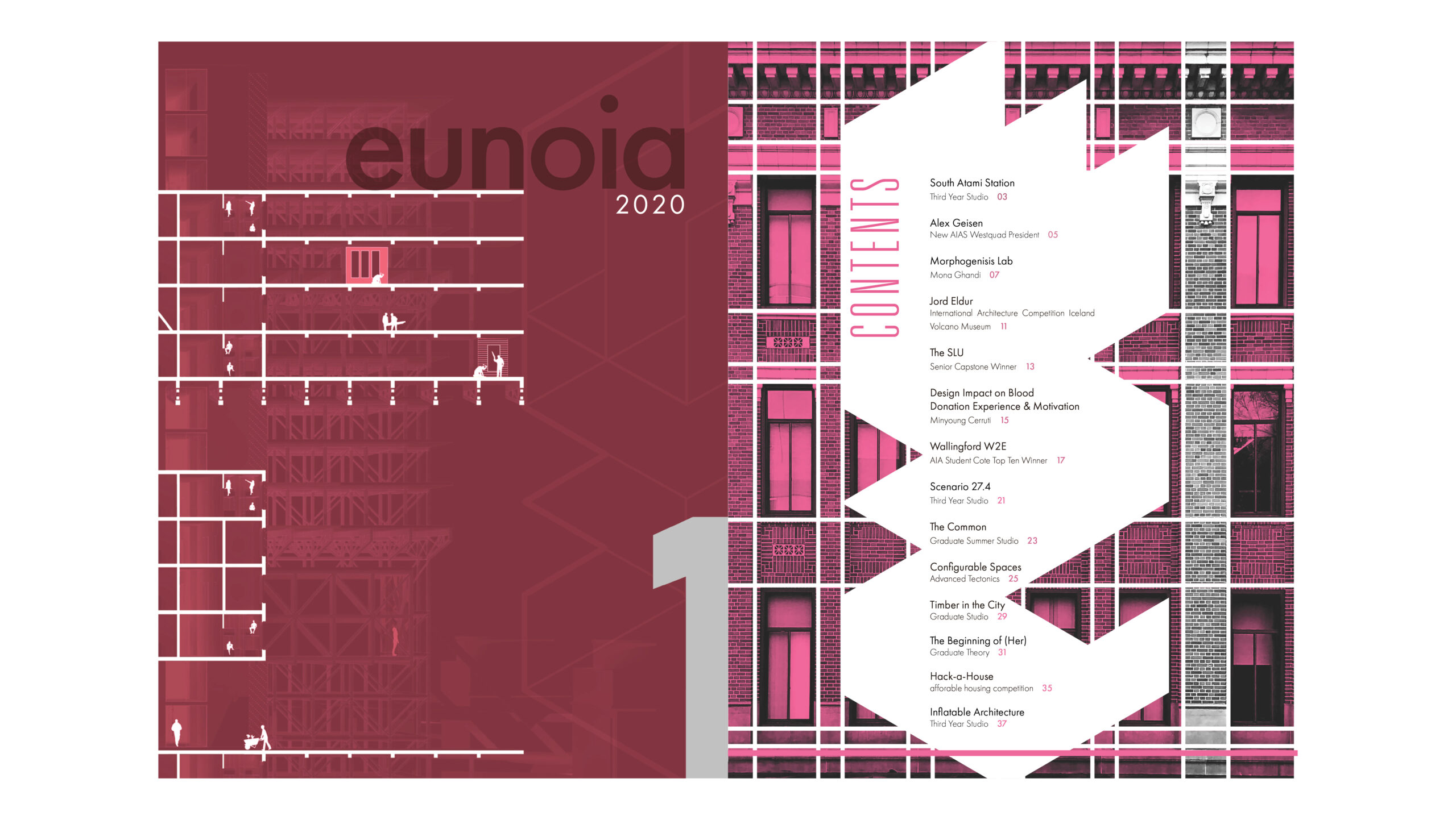 Sample images of page layout for the magazine, showing the relationship between the text and images.
