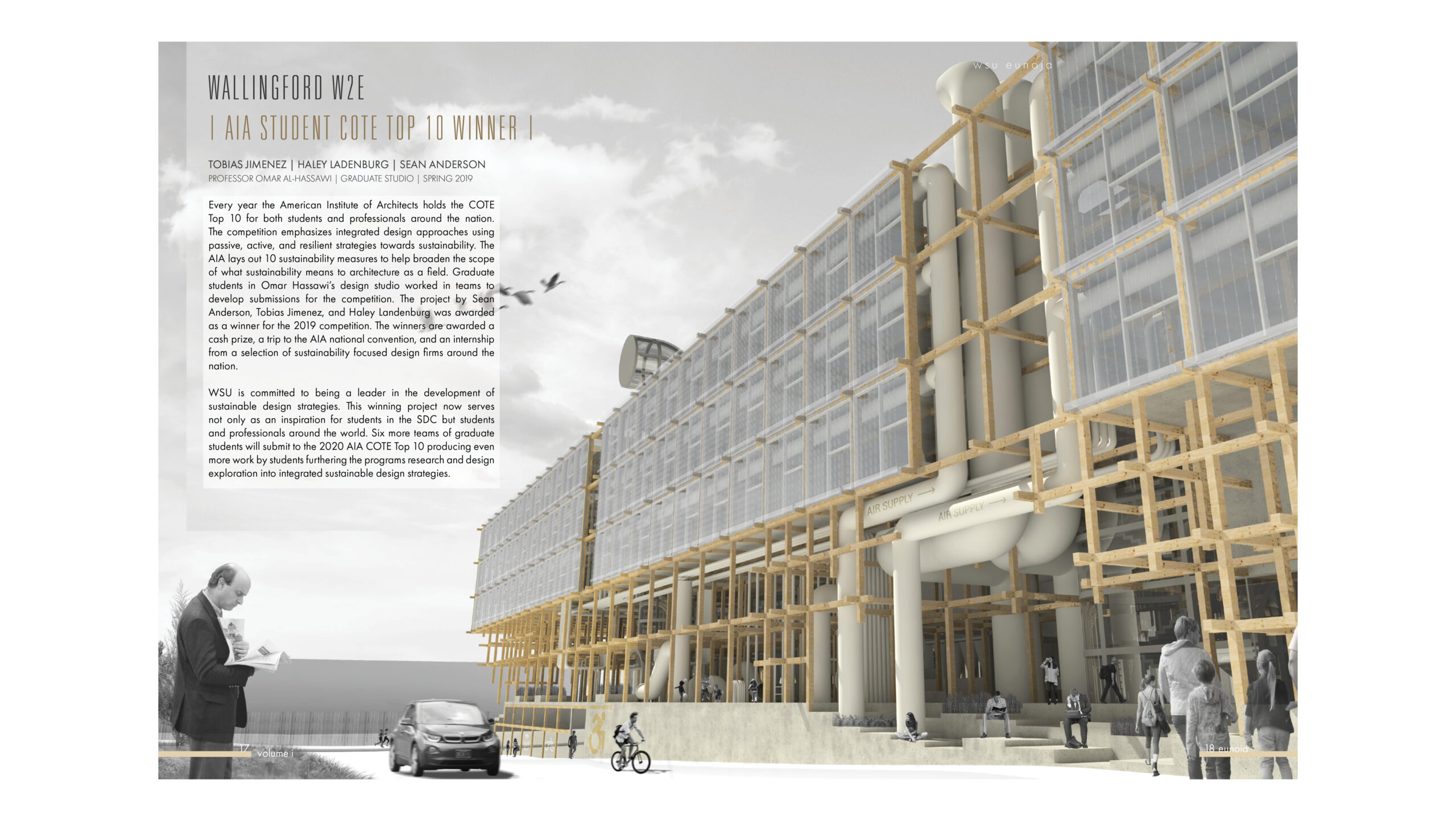 Sample images of page layout for the magazine, showing the relationship between the text and images.